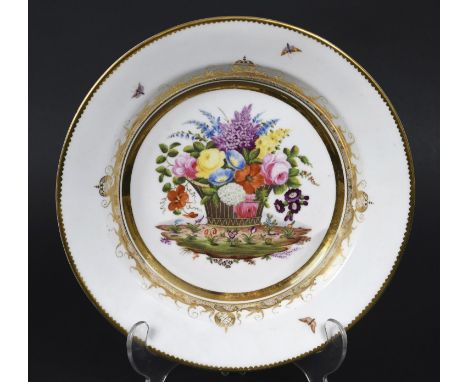 SWANSEA PORCELAIN DISH - BURDETT COUTTS probably painted in London of Burdett Coutts type, circa 1815-20 the centre painted w