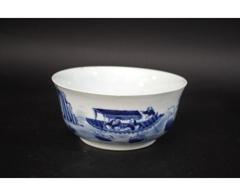 CHINESE PORCELAIN BLUE &amp; WHITE BOWL late 19thc, the circular bowl with rounded sides and shallow foot rim, the exterior a