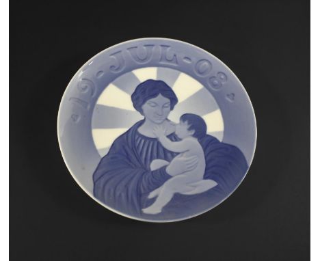 ROYAL COPENHAGEN - RARE 1908 CHRISTMAS PLATE the first Christmas plate issued in 1908 by Royal Copenhagen, Madonna with child