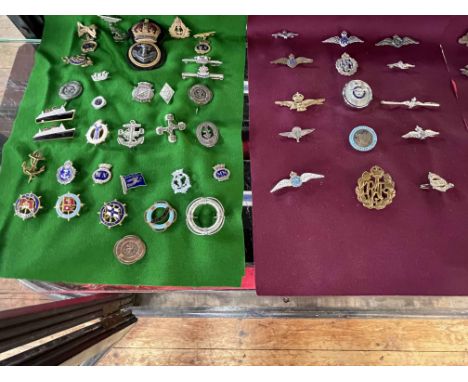 A very good collection of sweetheart brooches (Mother of Pearl), enamel, silver, embroidered  padded patch inc S. .S Himalaya