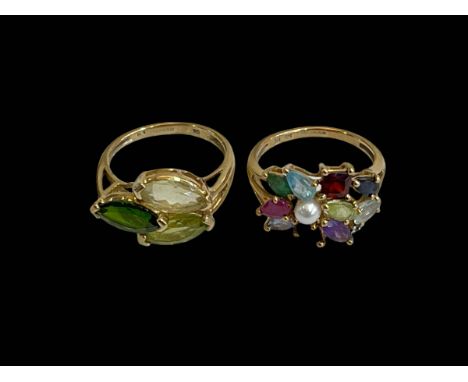 Two 9 carat gold gem set rings.