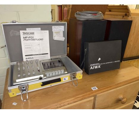 Tascam Portastudio, Aiwa microphone, Casio CT-360 keyboard, etc.