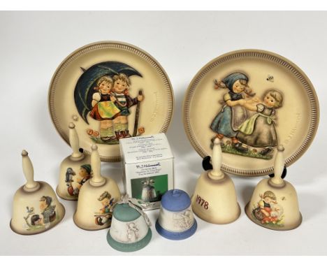 A Hummel pottery first edition 1975 Stormy Weather&nbsp; and second edition Spring Dance 1980 plaques D x 26cm and a collecti