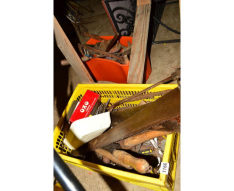 TWO PLASTIC BOXES CONTAINING VARIOUS HAND TOOLS together with a childs scooter (3)
