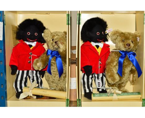 TWO BOXED LIMITED EDITION STEIFF 'JOLLY GOLLY AND BEAR SET' 1996, No654428, made exclusively for Dolly Lane, London, No814/15