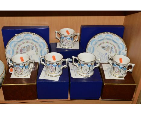 SEVEN BOXED ROYAL CROWN DERBY LIMITED EDITION ROYAL COMMEMORATIVES, to include two 'To Welcome the First Child of T.R.H. The 