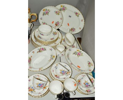 ROYAL WORCESTER 'ROANOKE' No Z2827 DINNERWARES, comprising oval meat platter, cake plate, six dinner plates, six dessert plat