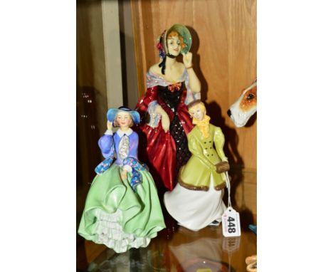 THREE FEMALE SCULPTURES to include Royal Doulton 'Mareery' HN 1413, approximate height 27cm (missing a finger), Royal Doulton