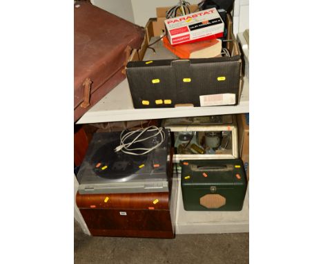 A PHILIPS F7235 QUARTZ TURNTABLE, a Roberts Radio, a HMV Model 3031 reel to reel player in a walnut case, a Vitarvox 310/1 sp