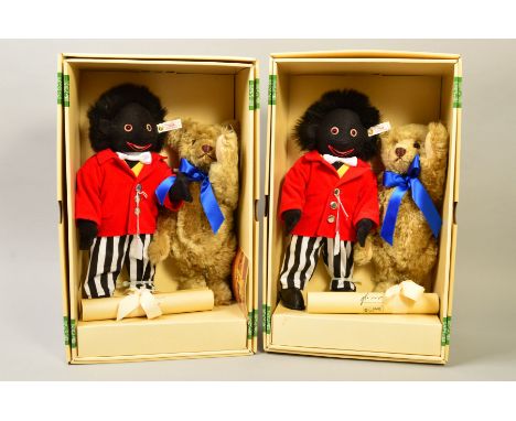 TWO BOXED LIMITED EDITION STEIFF 'JOLLY GOLLY AND BEAR SET' 1996, No654428, made exclusively for Dolly Land, London, No935/15