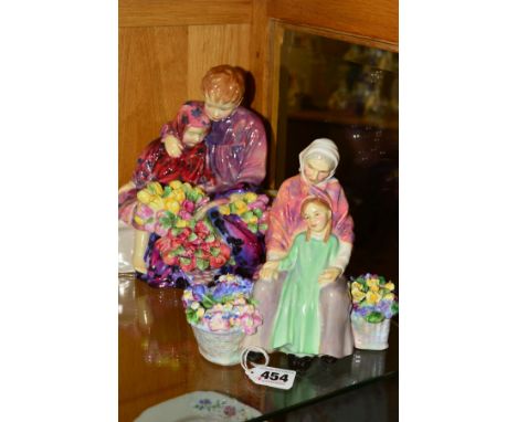 TWO ROYAL DOULTON FIGURES 'The Flower Sellers Children' HN 1342, approximate height 20cm and 'Grannys Heritage' HN 1873, pain