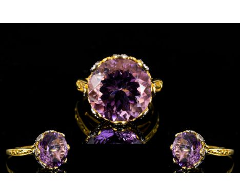 Rose de France Amethyst Solitaire Statement Ring, a 10.5ct  clear and sparkling Rose de France amethyst, a generous size set 