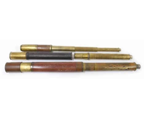 Late 19th century Dollond London Day or Night three drawer telescope; together with two further telescopes (3)