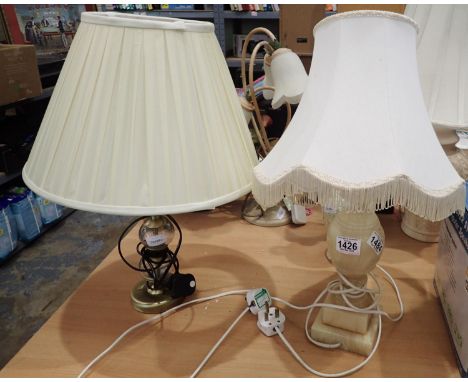 White marble bedside lamp and three others (4). Not available for in-house P&amp;P 