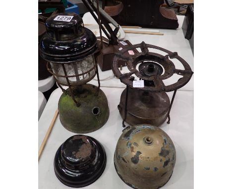 Miner Tilley lamp and brass camping stove. Not available for in-house P&amp;P 