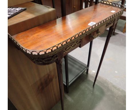 A 20th century French wall mounting console with brass gallery. Not available for in-house P&amp;P 