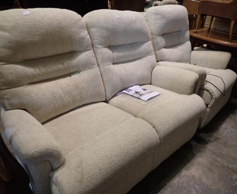 HSL electric armchair and two settee sofa. All electrical items in this lot have been PAT tested for safety and have passed. 