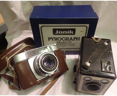 Janik pyrograph, model G4, and a Kodak Brownie camera. P&amp;P Group 2 (£18+VAT for the first lot and £3+VAT for subsequent l