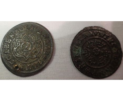 Two Medieval orb jettons. P&amp;P Group 0 (£5+VAT for the first lot and £1+VAT for subsequent lots) 
