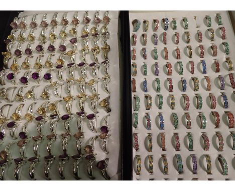 Two jewellery cases with 198 mixed size rings. P&amp;P Group 1 (£14+VAT for the first lot and £1+VAT for subsequent lots) 