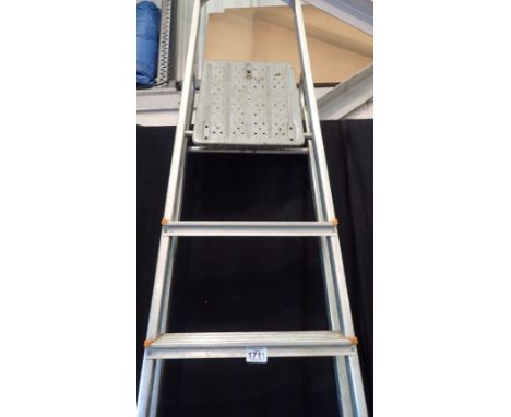 Set of eight step aluminium ladder. Not available for in-house P&amp;P