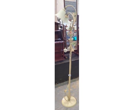 Long floor standing lamp with decorative flowers. Not available for in-house P&amp;P 