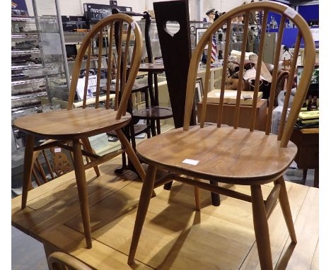 A pair of elm seated Ercol chairs. Not available for in-house P&amp;P. 