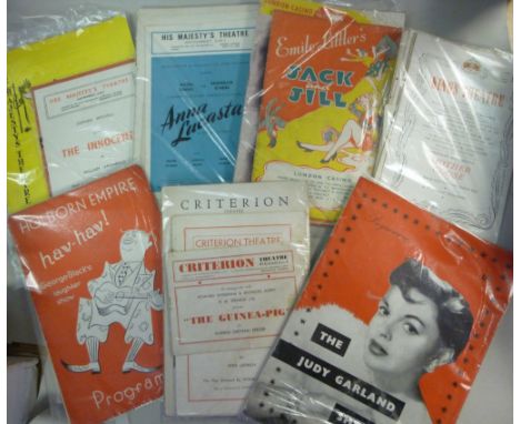 A collection of mainly mid 20thC London theatre programmes: including productions at the London Coliseum, Her Majesty's Theat