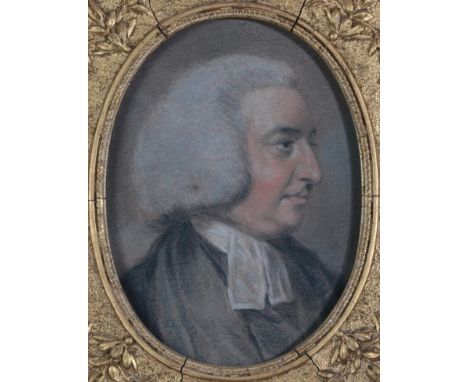 Circle of Daniel Gardner (1750-1805) Portrait of a clergyman, head and shoulders Pastel, 13.5cm dia. (oval)