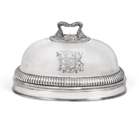 A George III Old Sheffield Plate Meat-Dish Cover, by Matthew Boulton, Birmingham, circa 1815, oval, the lower body part-flute
