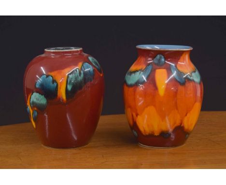 Poole Pottery 'Odyssey' vase, 6.5" high; together with a Poole 'Volcano' vase, 6.25" high (2) 