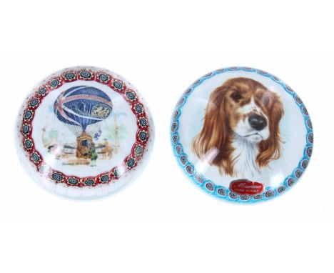 Vincent Lunardi for Murano large glass paperweight depicting a balloon flight, 4" diameter; also a Murano glass paperweight&n