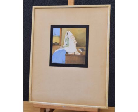 Manishi Dey (Indian 1909-1966)&nbsp;- Portrait of a seated Indian girl wearing traditional costume with a book by her side in