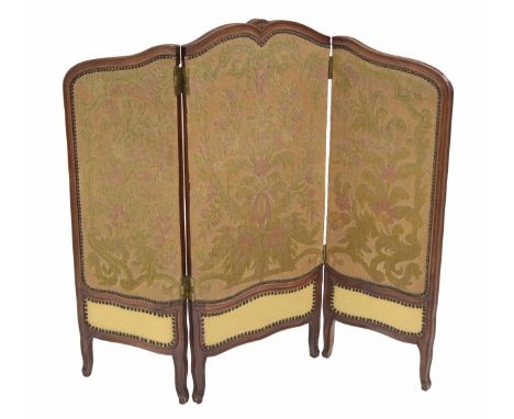 Decorative French tapestry triptych screen fire screen,&nbsp;49" wide, 44" high 