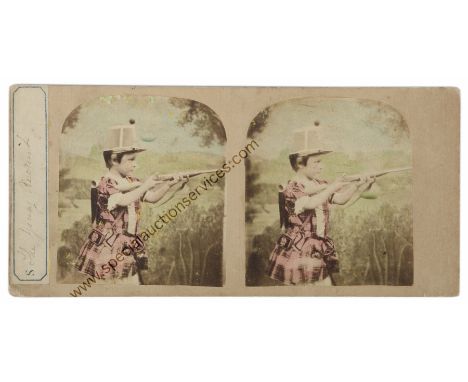 Stereo Cards - Childhood Interest, small boy in nursery with wooden and tinplate toys (1), 'Umbrella Cottage' - little girls 