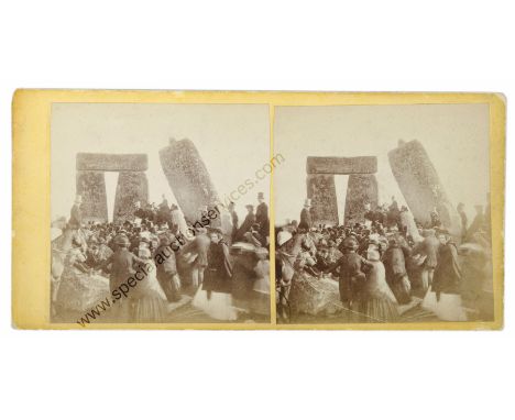 Stereo Cards - Genre Scenes and Local UK Topographical,  crowds of visitors at unreconstructed Stonehenge (1), 'The Fair Torm