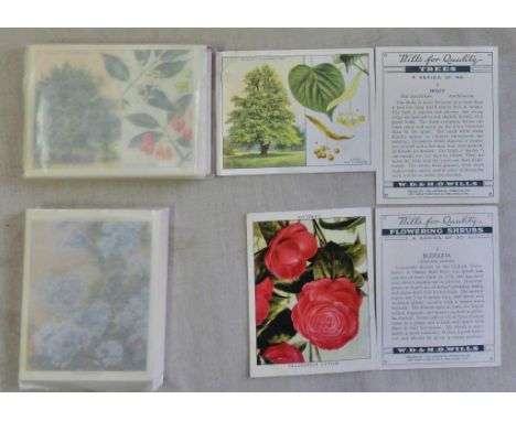 W D & H O Wills Trees 1937 set L40/40: Flowering Shrubs 1934 set L30/30 (2 sets VG/EX)