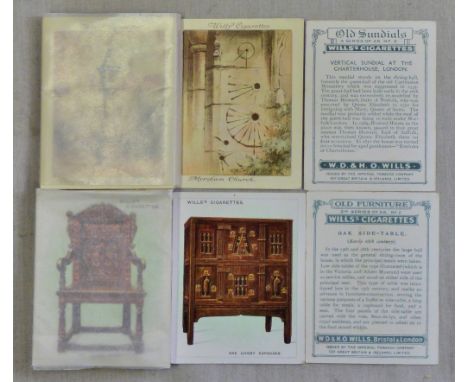 W D & H O Wills Ltd Old Sundials 1928 set L25/25: Old Furniture 2nd Series 1924 set L25/25 (2 sets both VG/EX)