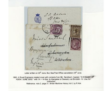 (x) Covers and CancellationsRedirected Mail from India1889 and 1890 envelopes ex the same correspondence from Jullundur to Lo