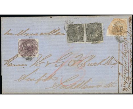 (x) Used AbroadMalayaSingapore1864 (7 Jan.) entire letter ex the Buckly correspondence "via Marseilles" to England, bearing 8