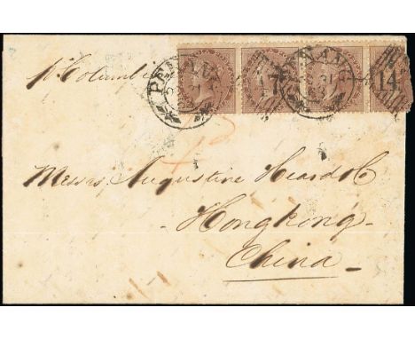 (x) Used AbroadMalayaPenang1863 (31 Oct.) entire ex the Heard correspondence "p Columbian" to Hong Kong, bearing 1a. brown st