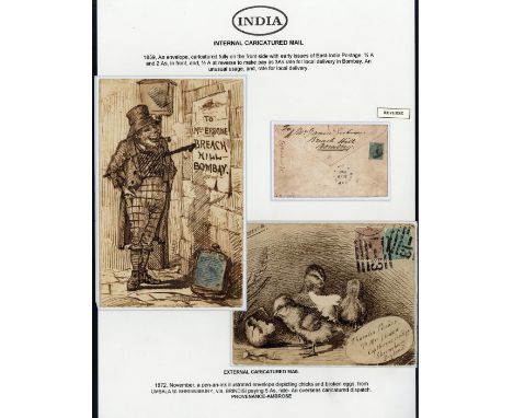 (x) Covers and CancellationsIllustrated Envelopes1859 envelope from Bombay addressed locally and showing a pen and ink drawin