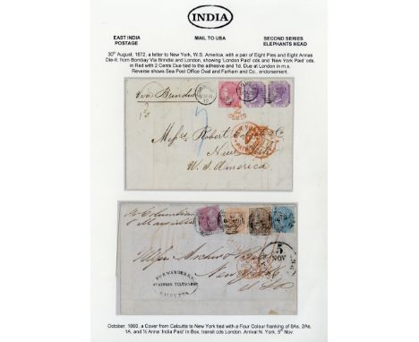 (x) Covers and CancellationsRest of the WorldUnited States of America: 1860 entire letter from Calcutta "pr Columbian via Mar