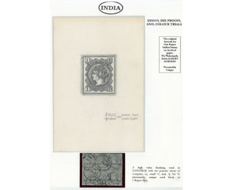 (x) 1874 IssueEssays1r. intricate pencil drawing by Albert Gordon, executed on wove paper (135x202mm.), offered with Zanzibar