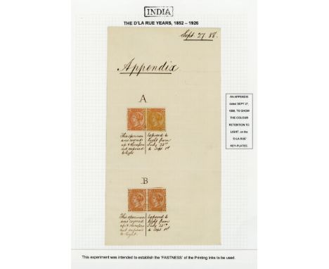 (x) 1882-85 IssueDe La Rue Dummy StampsQueen Victoria head design in brown-orange, the issued colour of the 3a., two horizont