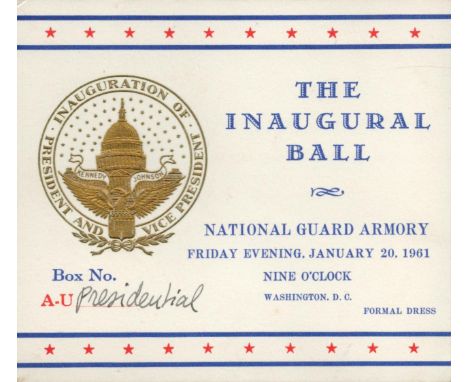 John F Kennedy inaugural ball ticket 1951. Belonged to Claude E Hooton, close friend of Edward Kennedy. Apparently Edward Ken
