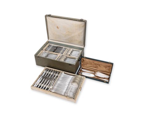 A SERVICE OF CHRISTOFLE ART DECO SILVER PLATED FLATWARE
Circa 1930-50s, comprising:
12 table forks; 12 table knives; 12 table