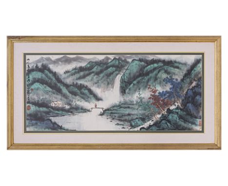 CHINESE SCHOOL - A VALLEY IN EARLY SPRING
Ink and colour on paper, inscribed and with seal to left margin
102 x 44cm
Conditio