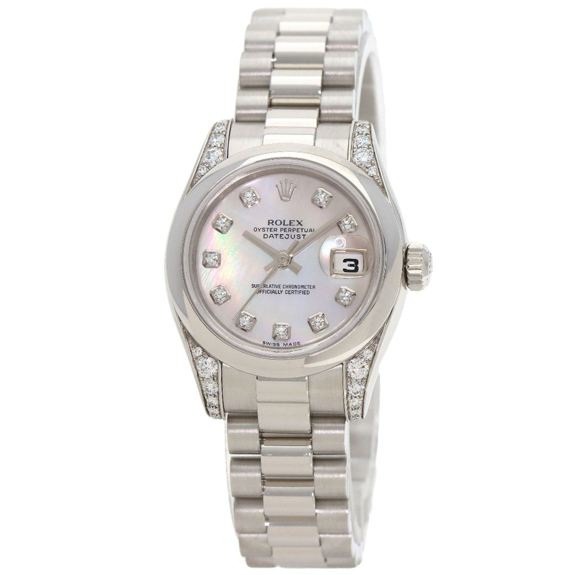 Rolex 179296NG Datejust 10P Diamond Watch Platinum PT Women's ROLEX