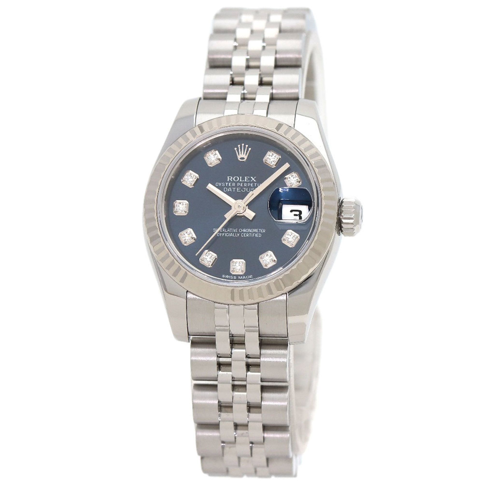 Rolex 179174G Datejust 10P Diamond Watch Stainless Steel SS K18WG Ladies ROLEX